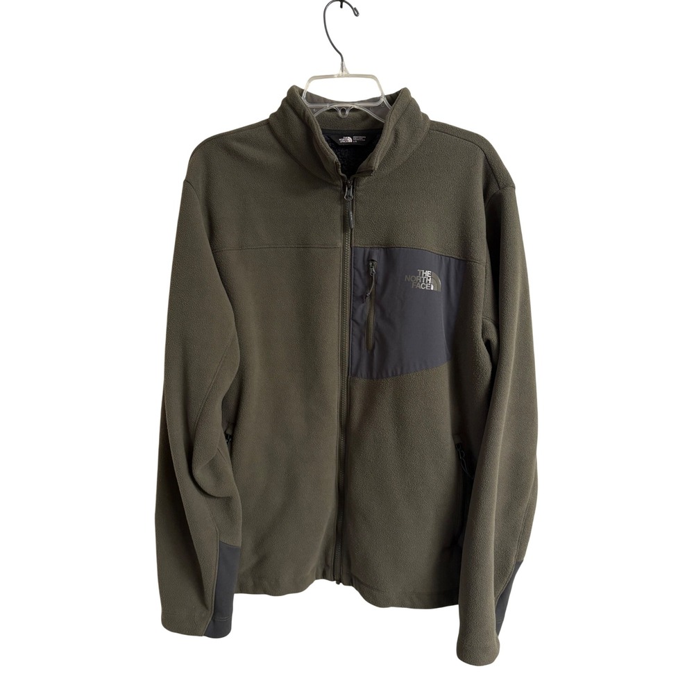 The North Face Mens Chimborazo Full Zip Sherpa Lined Fleece Jacket Green Large
